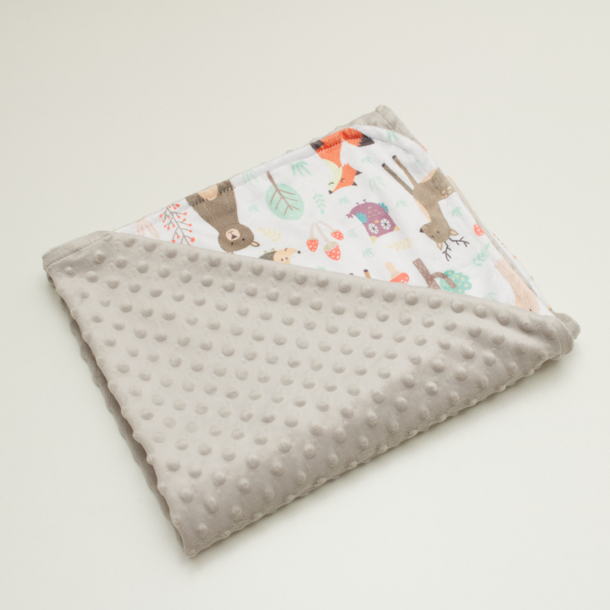 Babydecke, Waldtiere Warmgrau, Minky